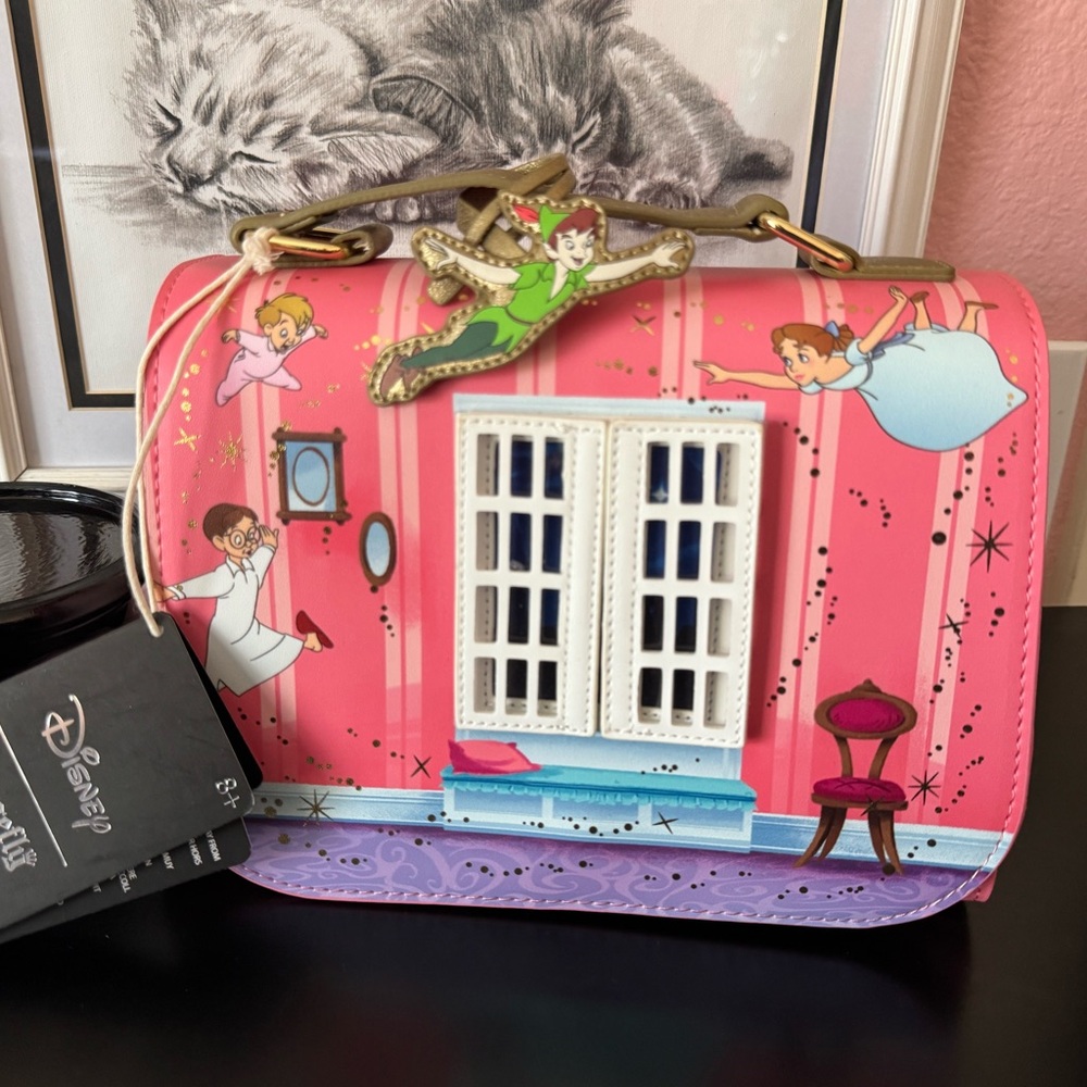 NWT Disney Peter Pan 70th Anniversary LOUNGEFLY Pink Crossbody Bag - Picture 3 of 15